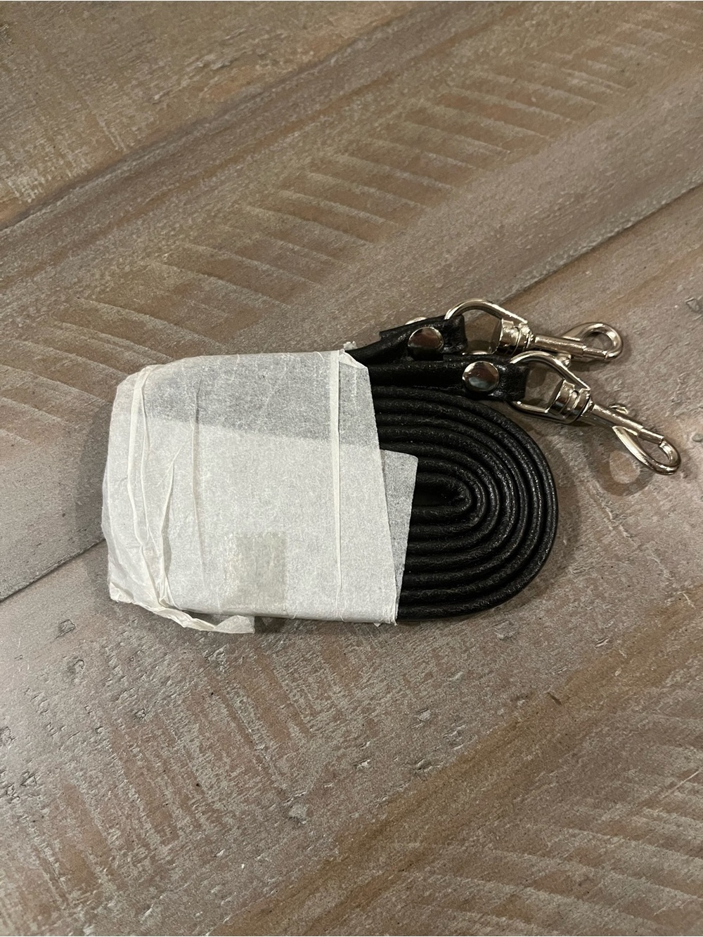 Black Leather Shoulder Strap with Silver Hardware